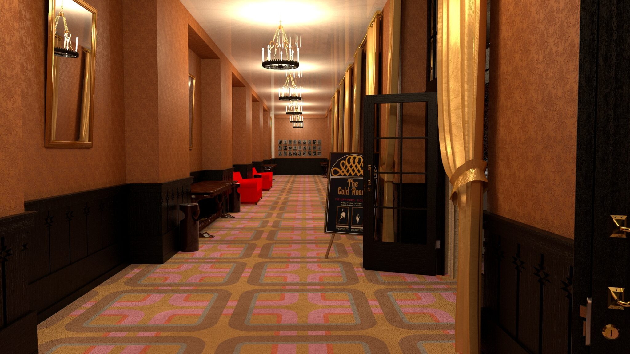 The Goldroom The Shining sets a digital reconstuction