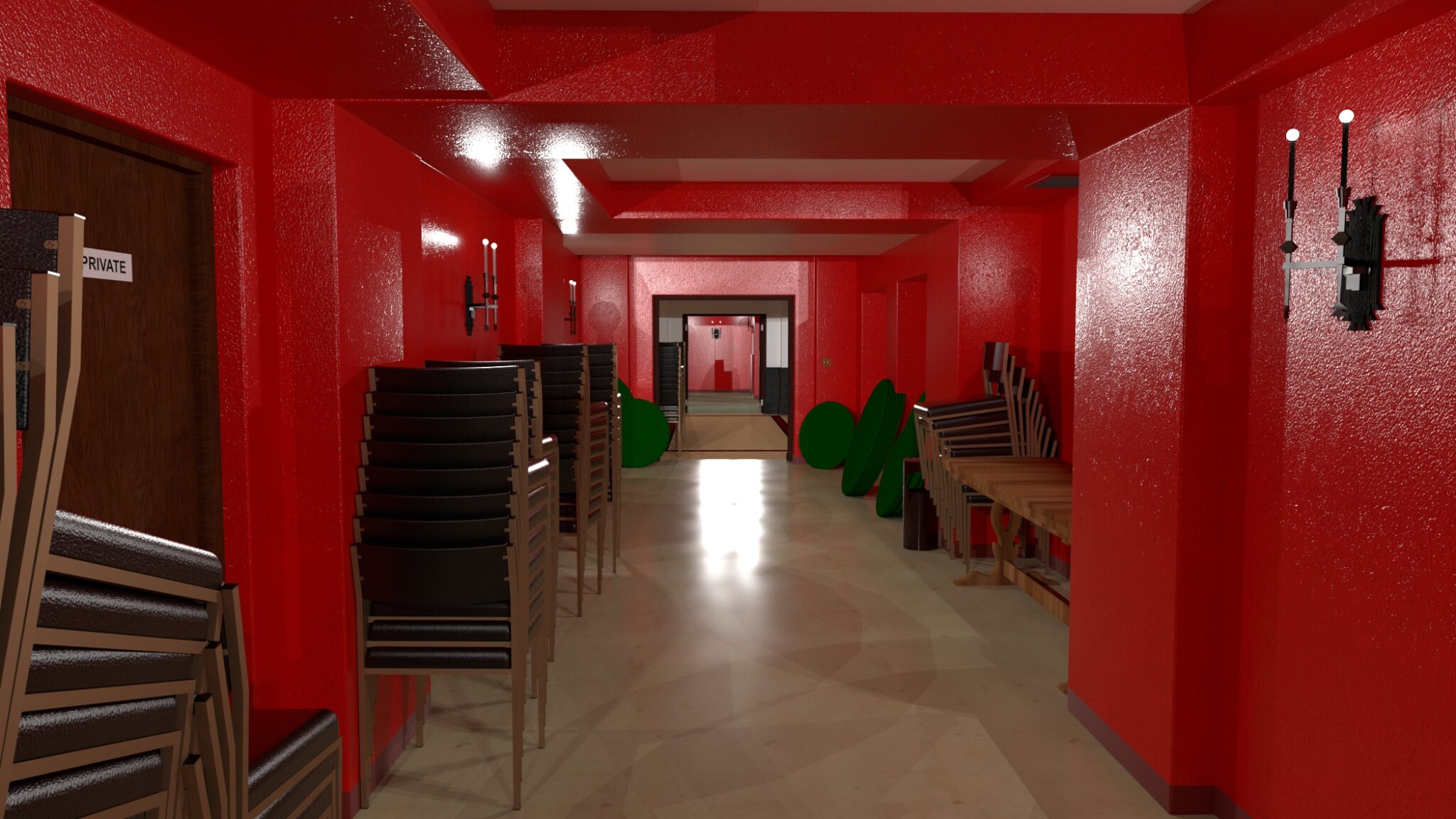 The Red Hallway The Shining sets a digital reconstuction