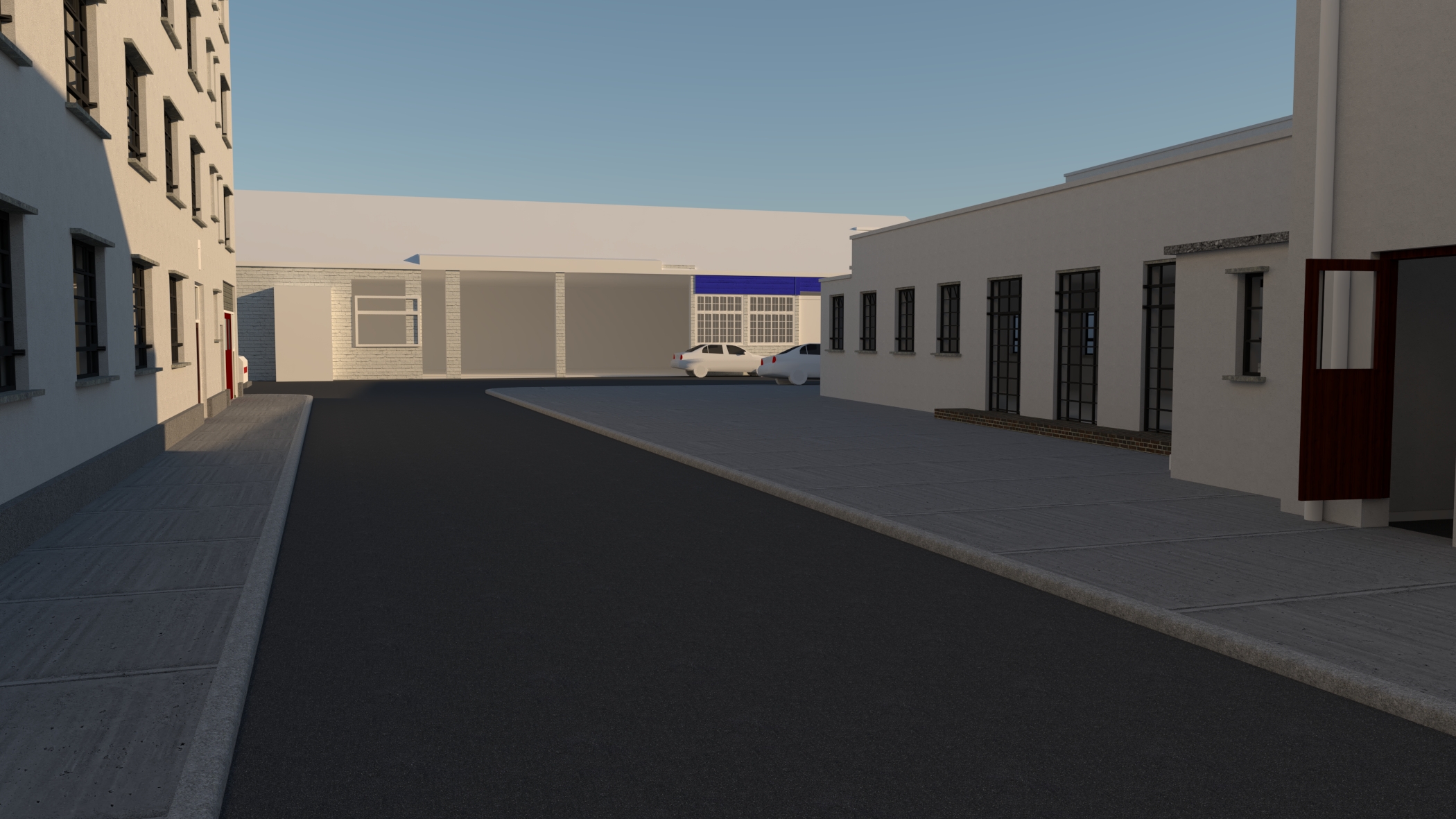 Back of the Administration building to the Western gate and Special effects building.
