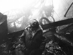 Stanley Kubrick after the fire at stage 3